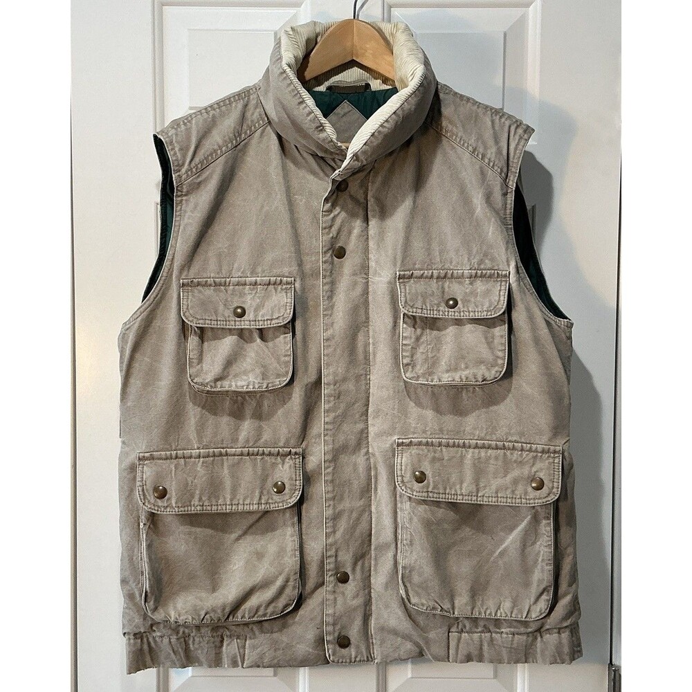 Eddie Bauer VINTAGE 80s Goose Down Vest Corduroy Collar Quilted Size Large